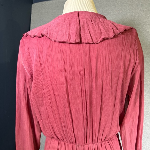 Women’s Zara NWT Ruffled Georgette Midi Lined Dress Slit In From Hem To Knee - Picture 7 of 12